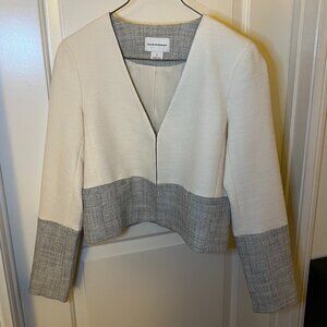 Club Monaco Cropped Colorblock White Grey Women’s Blazer Size 2